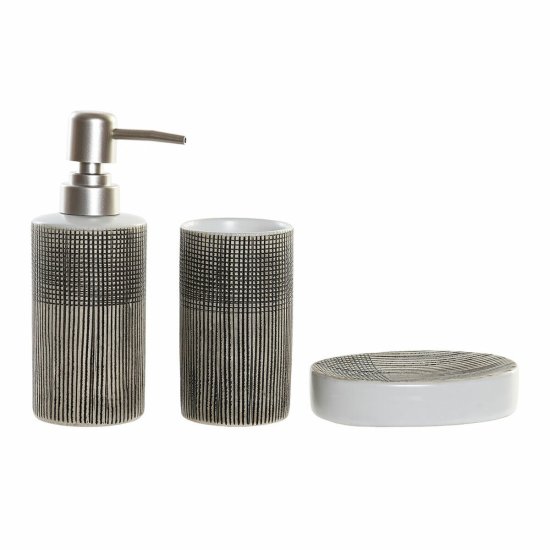 DKD Home Decor Kopalniški set DKD Home Decor PB-186028 Brown ABS Stoneware 6,5 x 6,5 x 17 cm (3 kosi)