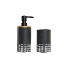 DKD Home Decor Kopalniški set DKD Home Decor Grey Natural Dark grey Resin Bamboo Oriental 7 x 7 x 18 cm