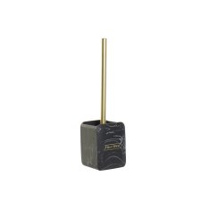 DKD Home Decor Toaletna ščetka DKD Home Decor Black Golden Metal Resin Marble 9,5 x 9,5 x 37 cm