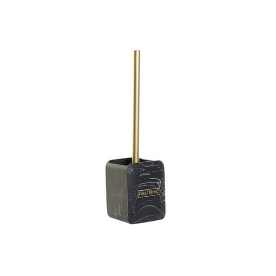 DKD Home Decor Toaletna ščetka DKD Home Decor Black Golden Metal Resin Marble 9,5 x 9,5 x 37 cm