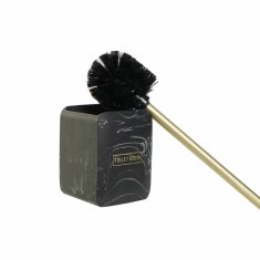DKD Home Decor Toaletna ščetka DKD Home Decor Black Golden Metal Resin Marble 9,5 x 9,5 x 37 cm