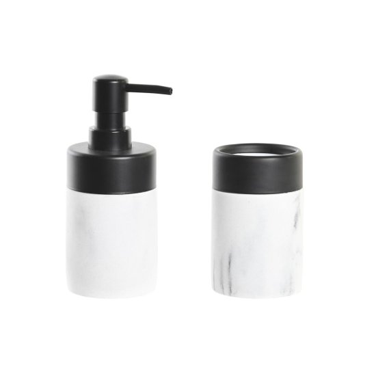 DKD Home Decor Kopalniški set DKD Home Decor White Black White/Black Metal Resin Modern 7,2 x 7,2 x 16,4 cm