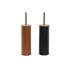 DKD Home Decor WC ščetka DKD Home Decor Grey Orange Metal Bamboo Modern (2 enoti)