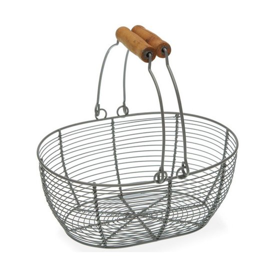 Versa Skleda za sadje Versa Grey Oval Metal Wood Steel (18 x 9,5 x 23,5 cm)