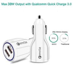 Maclean maclean avtopolnilnik, qualcomm quick charge, qc 3.0 - 5v/3a, 9v/1,8a, 12v/1,6a, vtičnica 5v/3,1a, bela, mce478 w