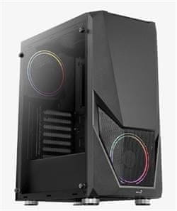 Aerocool Zauron, Mid Tower ohišje, brez napajalnika, ATX, 2xUSB 2.0, 2xUSB 3.0, črno, RGB