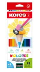 Kores Kolores trikotne barvice + svinčnik - 12 barv