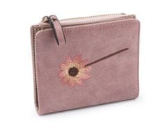 Ženska / dekliška denarnica z vezenino 10x12 cm - puder