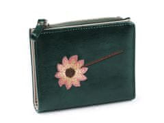 Ženska / dekliška denarnica z vezenino 10x12 cm - zelena jelka