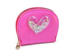 Dekliška torbica s srcem in bleščicami v obliki peščene ure 10,5x13 cm - roza st.