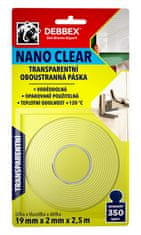 Dvostranski trak. NANO CLEAR 19mmx2mmx2,5m