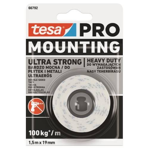 Tesa Montažni trak obojestransko lepljiva pena 66792, zelo debel, 1,5 m x 19 mm