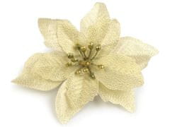 Poinsettia Ø14 cm z lureksom - zlata svetloba (10 kosov)