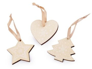 Lesena božična dekoracija v kompletu 3 kosov - naravna