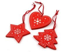 Lesena božična dekoracija v kompletu 3 kosov - rdeča