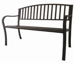 eoshop Vrtna jeklena klop s nasloni 125 x 53 x 82 cm, črna, nosilnost 200 kg