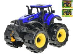 Traktor 14 cm na vztrajniku - mešanica barv (modra, zelena, rdeča)