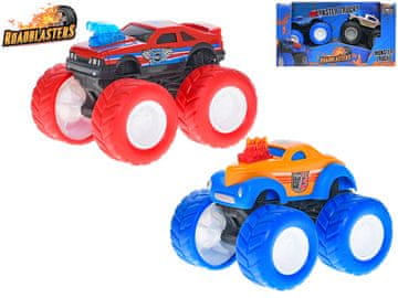 Roadblasters monster truck 8 cm na vztrajniku 2 kosa - mešanica barv (rdeča+rumena, črna+srebrna)