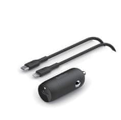 Belkin BOOSTCHARGE 30W USB-C Power Delivery PPS avtomobilski polnilnik + 1m kabel USB-C z Lightning, črn