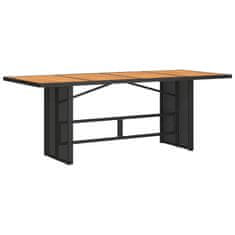 shumee Vrtna miza z leseno akacijevo ploščo črna 190x80x74 cm PE ratan