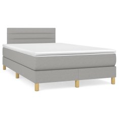 Greatstore Box spring postelja z vzmetnico LED sv. siva 120x190 cm blago