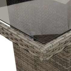 Vidaxl Vrtna miza s stekleno ploščo siva 190x80x74 cm poli ratan