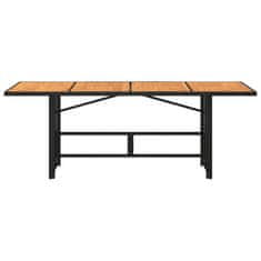 shumee Vrtna miza z leseno akacijevo ploščo črna 190x80x74 cm PE ratan