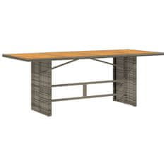 shumee Vrtna miza z leseno akacijevo ploščo siva 190x80x74 cm PE ratan