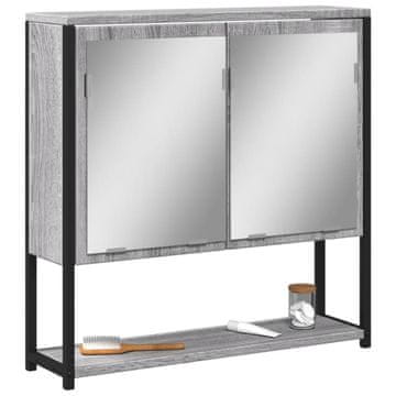 Vidaxl vidaXL Kopalniška omarica z ogledalom, siva, hrast sonoma, 60x16x60 cm