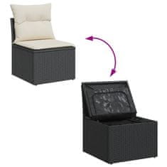 Greatstore Vrtni kavč brez naslonjal z blazinami črn poli ratan