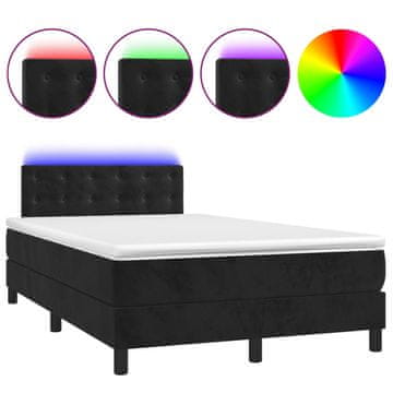 Vidaxl Box spring postelja z vzmetnico LED črna 120x190 cm žamet