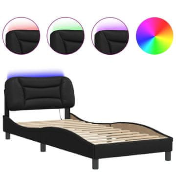 Vidaxl Posteljni okvir z LED brez vzmetnice Hvar črn 80x200 cm