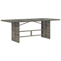 Greatstore Vrtna miza s stekleno ploščo siva 190x80x74 cm poli ratan