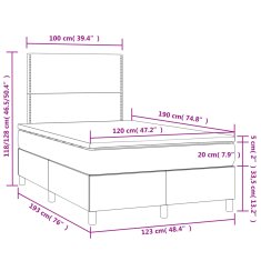 Vidaxl Box spring postelja z vzmetnico LED krem 120x190 cm blago