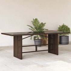 Greatstore Vrtna miza s stekleno ploščo rjava 190x80x74 cm poli ratan