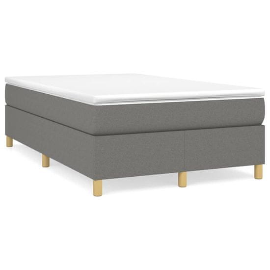 Greatstore Box spring postelja z vzmetnico temno siva 120x190 cm blago