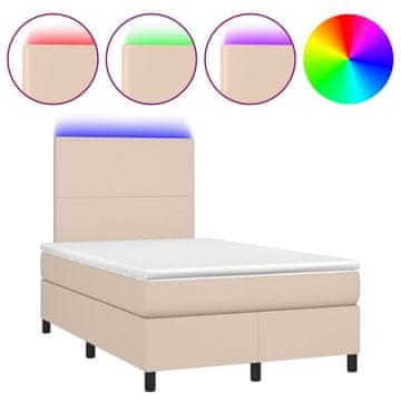 Vidaxl Box spring postelja z vzmetnico LED kapučino 120x190 cm