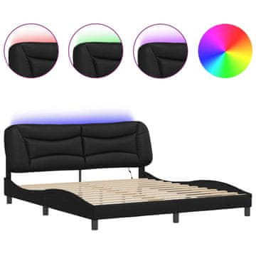 Vidaxl Posteljni okvir z LED brez vzmetnice Hvar črn 180x200 cm