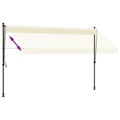 Vidaxl Zložljiva tenda krem 350x150 cm tkanina in jeklo