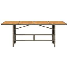 shumee Vrtna miza z leseno akacijevo ploščo siva 190x80x74 cm PE ratan