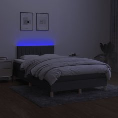 Greatstore Box spring postelja z vzmetnico LED temno siva 120x190 cm blago