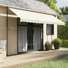 Vidaxl Zložljiva tenda krem 400x150 cm tkanina in jeklo