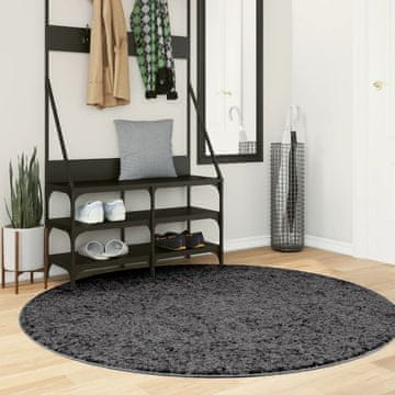 Vidaxl vidaXL OVIEDO preproga, nizek vlak, antracit, Ø 160 cm