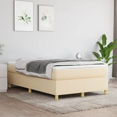 Greatstore Box spring postelja z vzmetnico krem 120x190 cm blago