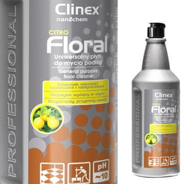 shumee Tekočina za čiščenje tal brez lis, sijaj, vonj CLINEX Floral - Citro 1L
