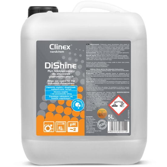 NEW Sredstvo za izpiranje za komercialne pomivalne stroje CLINEX DiShine 5L
