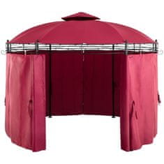NEW Vrtni paviljon šotor zložljivi gazebo okrogel s stenami premera 3,5 m rdeče vino