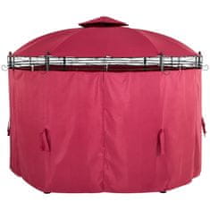 NEW Vrtni paviljon šotor zložljivi gazebo okrogel s stenami premera 3,5 m rdeče vino