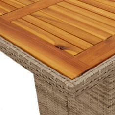 shumee Vrtna miza z leseno akacijevo ploščo bež 190x80x74 cm PE ratan