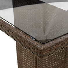 Greatstore Vrtna miza s stekleno ploščo rjava 190x80x74 cm poli ratan